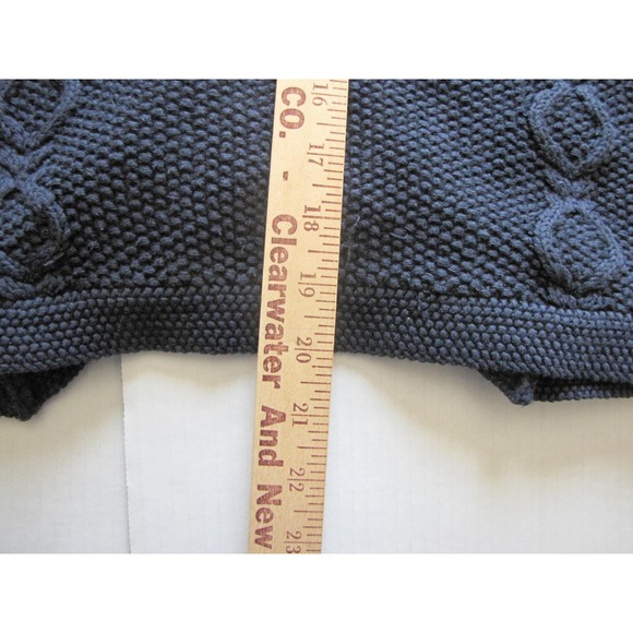 LL Bean Sweater Vest Womens XL Navy Blue Cable Knit Cotton Wool Button Front - Picture 6 of 6